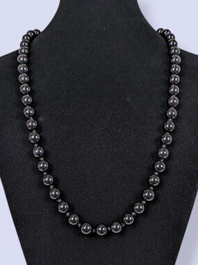 Vintage Black Glass Knotted Necklace